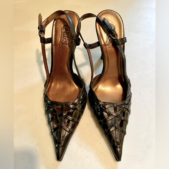 Carlos Brand Black Sling Backs size 6 1/2 - Picture 1 of 4